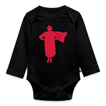 Super Grandma - Baby Bio-Langarm-Body - Schwarz - Vorne