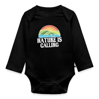 Nature lovers - Organic Longsleeve Baby Bodysuit - black - Front