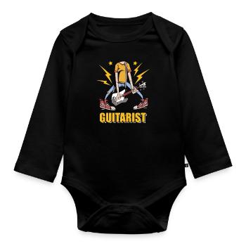 Guitariste guitares musiciens RocknRoll Rock Musique - Body Bébé bio manches longues - noir - Devant