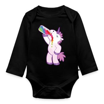 Unicorn Shirt · Rainbow Colors · Gift - Organic Longsleeve Baby Bodysuit - black - Front