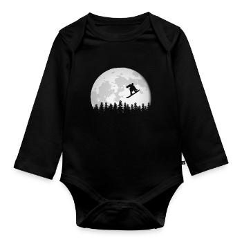 Snowboard - Baby Bio-Langarm-Body - Schwarz - Vorne