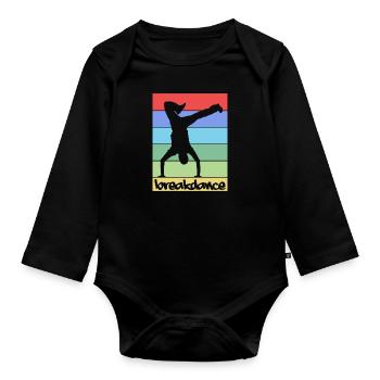 Breakdance Breakdancing - Baby Bio-Langarm-Body - Schwarz - Vorne
