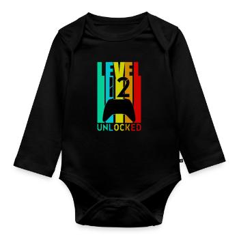 12 Anniversaire Gamer Niveau 12 Débloqué - Body Bébé bio manches longues - noir - Devant