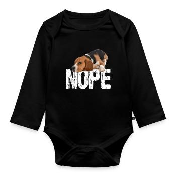 beagle hund - Baby Bio-Langarm-Body - Schwarz - Vorne
