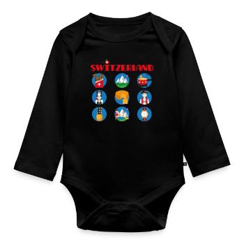 switzerland - Organic Longsleeve Baby Bodysuit - black - Front