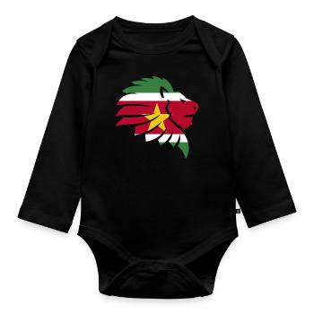 Suriname flag creoles Lachmon Sranan gift - Organic Longsleeve Baby Bodysuit - black - Front