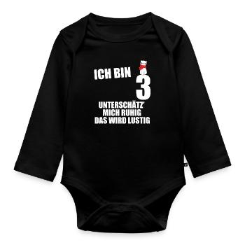 3. Geburtstag Mädchen Geschenk - Baby Bio-Langarm-Body - Schwarz - Vorne