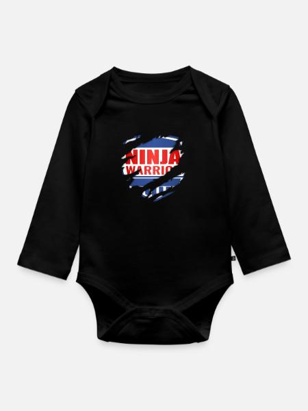 Ninja Warrior - Baby Bio-Langarm-Body - Schwarz