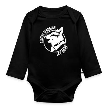 Marcher avec un chien - Body Bébé bio manches longues - noir - Devant