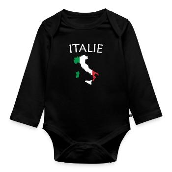 Italy of the "country" collection - Organic Longsleeve Baby Bodysuit - black - Front