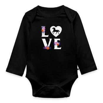 Cute Horse Lover Girls Women Love Horseback Riding - Baby Bio-Langarm-Body - Schwarz - Vorne