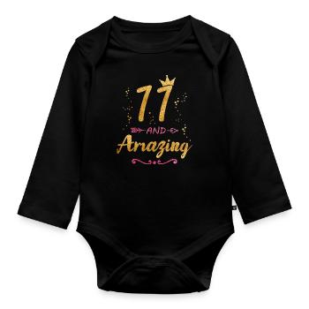 11th Birthday Gift for Girl 11 and Amazing Eleven - Baby Bio-Langarm-Body - Schwarz - Vorne