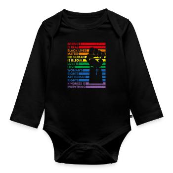 Science Is Real Black Lives Matter Lgbt Pride Love - Organic Longsleeve Baby Bodysuit - black - Front