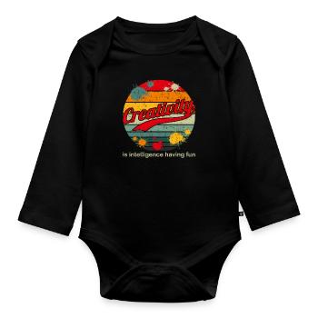 Creativity Is Intelligence Having Fun Art Painter - Baby Bio-Langarm-Body - Schwarz - Vorne