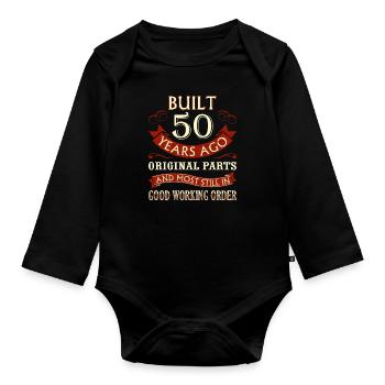 Funny 50th Birthday Man Woman Fun Vintage 50 Years - Organic Longsleeve Baby Bodysuit - black - Front