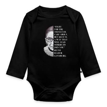 Luttez pour ce qui vous tient à cœur dans le célèbre RBG - Body Bébé bio manches longues - noir - Devant