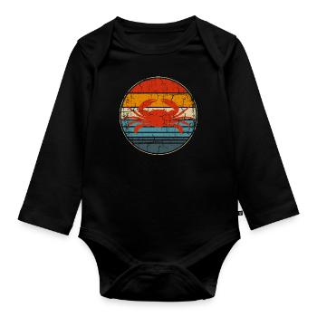 Crab Vintage Love Crabs Crabbing Gifts Seafood Lov - Baby Bio-Langarm-Body - Schwarz - Vorne