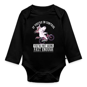 Douce licorne sur un vélo - Body Bébé bio manches longues - noir - Devant