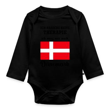 Therapie Dänemark Geschenk Nord Spruch - Baby Bio-Langarm-Body - Schwarz - Vorne