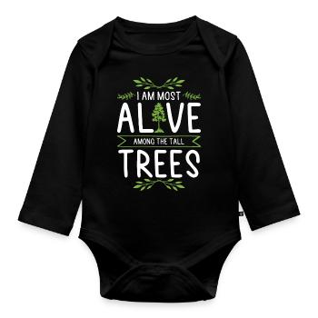 Nature tree trees - Organic Longsleeve Baby Bodysuit - black - Front
