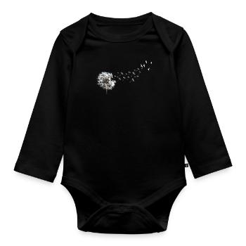 Pissenlit Oiseaux Fleur - Body Bébé bio manches longues - noir - Devant