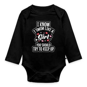 Swimming Sport Sport - Organic Longsleeve Baby Bodysuit - black - Front