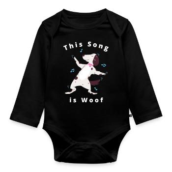Cute Funny Dancing Dog Design - Organic Longsleeve Baby Bodysuit - black - Front
