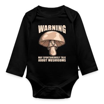 Mushrooms mushroom picker Mushroom picker - Organic Longsleeve Baby Bodysuit - black - Front