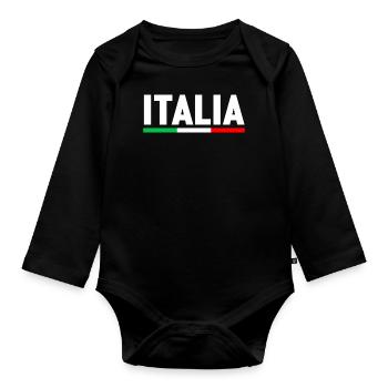 ITALIE DRAPEAU ITALIEN FOOTBALL 2021 VACANCES - Body Bébé bio manches longues - noir - Devant