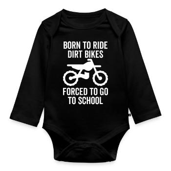 Né pour faire du vélo tout-terrain forcé d’aller à l’école - Body Bébé bio manches longues - noir - Devant