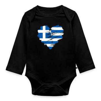 Griechenland - Baby Bio-Langarm-Body - Schwarz - Vorne