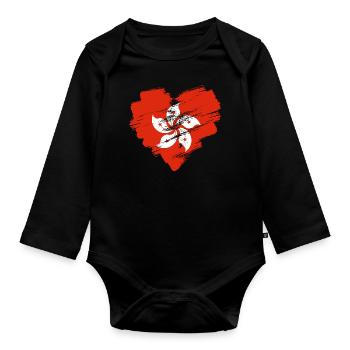 Hong Kong - Organic Longsleeve Baby Bodysuit - black - Front