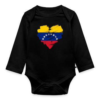 Venezuela - Organic Longsleeve Baby Bodysuit - black - Front