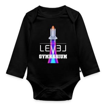 Gymnasium Grundschulabschluss Level Rakete - Baby Bio-Langarm-Body - Schwarz - Vorne