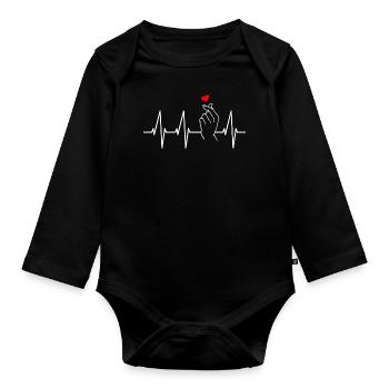 K-Pop Korean Finger Heart Kpop Signe Heartbeat - Body Bébé bio manches longues - noir - Devant