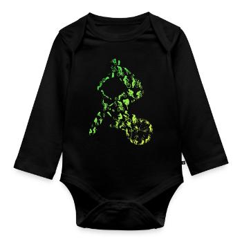 BMX / BMX Fahrrad / Fahrrad / Geschenk / Radfahrer - Baby Bio-Langarm-Body - Schwarz - Vorne