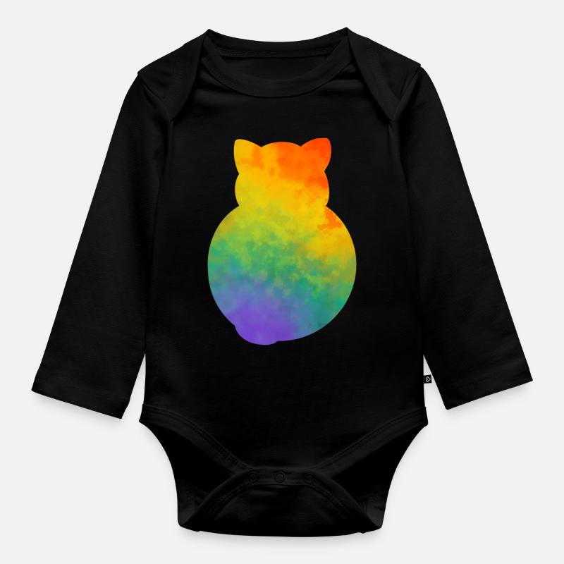 Pride Kitty - Organic Longsleeve Baby Bodysuit - black