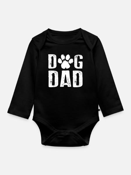 DOG DAD Hundebesitzer Männer - Baby Bio-Langarm-Body - Schwarz