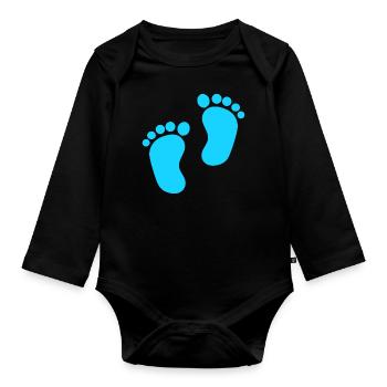 Pieds de bébé Garçon bleu - Body Bébé bio manches longues - noir - Devant
