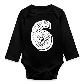Issue 6 - 6th anniversary - Organic Longsleeve Baby Bodysuit - black - Front