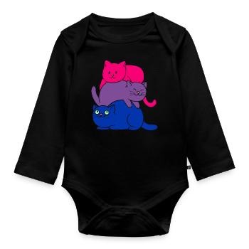 Bisexual Pride Cat Bisexual Cute Cats Pile - Baby Bio-Langarm-Body - Schwarz - Vorne