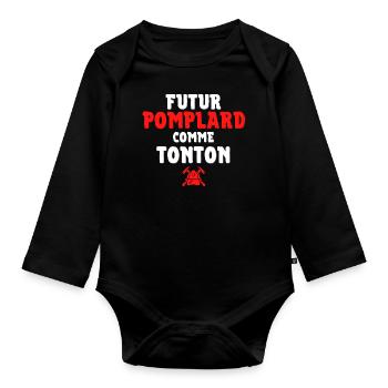 Futur Pompier/Pomplard - Body Bébé bio manches longues - noir - Devant