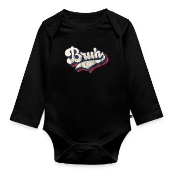 Vintage Retro Bruh Slang Meme Sarkastisch - Baby Bio-Langarm-Body - Schwarz - Vorne
