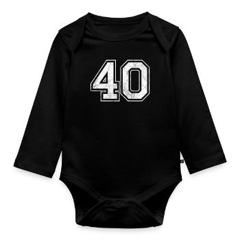Number 40 - Organic Longsleeve Baby Bodysuit - black - Front