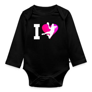 Handball Handball Handball Men Handball - Organic Longsleeve Baby Bodysuit - black - Front