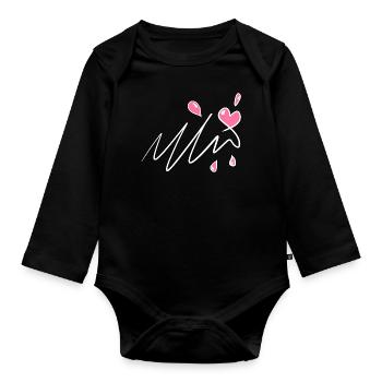 herz rosa symbol liebe muster linie - Baby Bio-Langarm-Body - Schwarz - Vorne