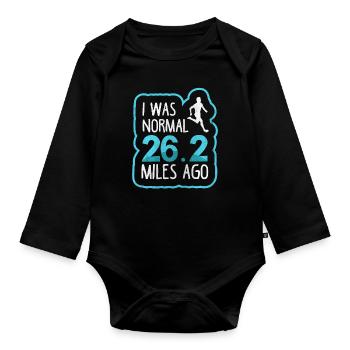 J’étais normal il y a 26,2 miles - Coureur de marathon complet - Body Bébé bio manches longues - noir - Devant