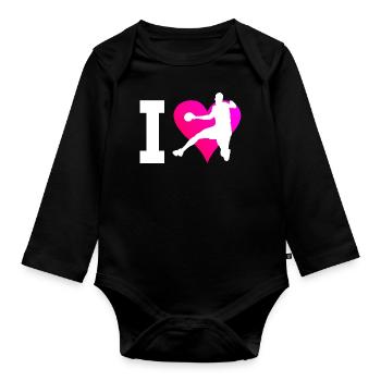 Handball Hommes Jeux de Handball Femmes Handball - Body Bébé bio manches longues - noir - Devant