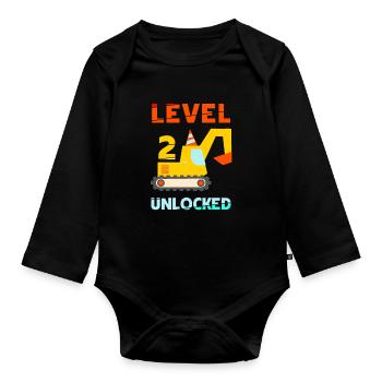 Level 2unlocked Excavators - Organic Longsleeve Baby Bodysuit - black - Front