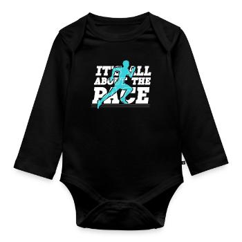 It's All About The Pace Marathon Läufer - Baby Bio-Langarm-Body - Schwarz - Vorne